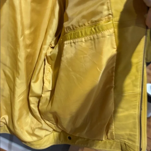 William Barry butter yellow genuine leather jacket zip up and button front - Picture 8 of 8